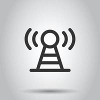 Antenna tower icon in flat style. Broadcasting vector illustration on white isolated background. Wifi business concept.