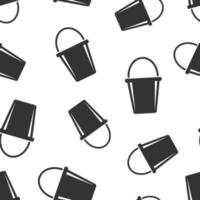 Bucket icon in flat style. Garbage pot vector illustration on white isolated background. Pail seamless pattern business concept.