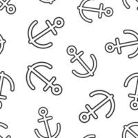 Boat anchor icon in flat style. Vessel hook vector illustration on white isolated background. Ship equipment seamless pattern business concept.