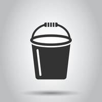 Bucket icon in flat style. Garbage pot vector illustration on white isolated background. Pail business concept.