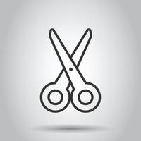 Scissor icon in flat style. Cut equipment vector illustration on white isolated background. Cutter business concept.