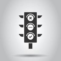 Semaphore icon in flat style. Traffic light vector illustration on white isolated background. Crossroads business concept.