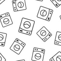 Washing machine icon in flat style. Washer vector illustration on white isolated background. Laundry seamless pattern business concept.