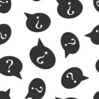 Question mark icon in flat style. Discussion speech bubble vector illustration on white isolated background. Faq business seamless pattern concept.