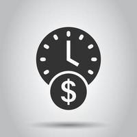 Time is money icon in flat style. Project management vector illustration on white isolated background. Deadline business concept.