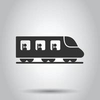 Metro icon in flat style. Train subway vector illustration on white isolated background. Railroad cargo business concept.