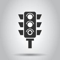 Semaphore icon in flat style. Traffic light vector illustration on white isolated background. Crossroads business concept.