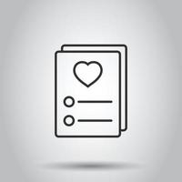 Wishlist icon in flat style. Like document vector illustration on white isolated background. Favorite list business concept.