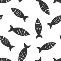 Fish icon in flat style. Seafood vector illustration on white isolated background. Sea animal seamless pattern business concept.