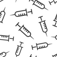 Syringe icon in flat style. Inject needle vector illustration on white isolated background. Drug dose seamless pattern business concept.