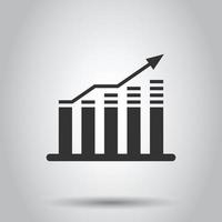 Chart graph icon in flat style. Arrow grow vector illustration on white isolated background. Analysis business concept.