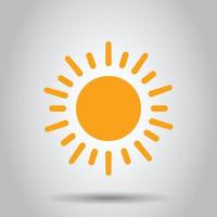 Sun icon in flat style. Sunlight sign vector illustration on white isolated background. Daylight business concept.