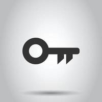Key icon in flat style. Password vector illustration on white isolated background. Access business concept.