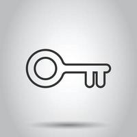 Key icon in flat style. Password vector illustration on white isolated background. Access business concept.