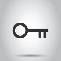 Key icon in flat style. Password vector illustration on white isolated background. Access business concept.