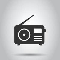 Radio icon in flat style. Fm broadcast vector illustration on white isolated background. Radiocast business concept.