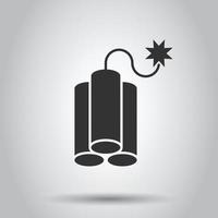 Bomb icon in flat style. Dynamite vector illustration on white isolated background. C4 tnt business concept.