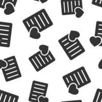 Wishlist icon in flat style. Like document vector illustration on white isolated background. Favorite list seamless pattern business concept.