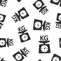 Scale icon in flat style. Kilogram dumbbell vector illustration on white isolated background. Gym seamless pattern business concept.