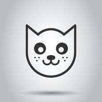 Cat head icon in flat style. Cute pet vector illustration on white isolated background. Animal business concept.