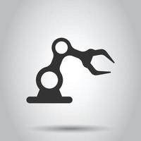 Robot arm icon in flat style. Mechanic manipulator vector illustration on white isolated background. Machine business concept.