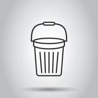 Bucket icon in flat style. Garbage pot vector illustration on white isolated background. Pail business concept.