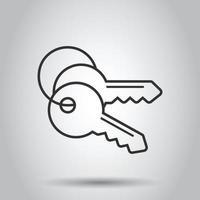 Key icon in flat style. Password vector illustration on white isolated background. Access business concept.