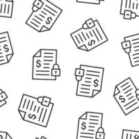Financial statement icon in flat style. Document with lock vector illustration on white isolated background. Report seamless pattern business concept.
