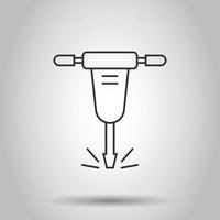 Jackhammer icon in flat style. Demolish vector illustration on white isolated background. Destroy business concept.