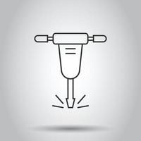 Jackhammer icon in flat style. Demolish vector illustration on white isolated background. Destroy business concept.