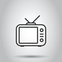 Tv icon in flat style. Television sign vector illustration on white isolated background. Video channel business concept.