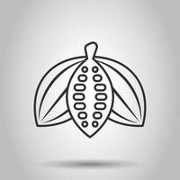 icono de grano de cacao en estilo plano. Ilustración de vector de crema de chocolate sobre fondo blanco aislado. concepto de negocio de planta de nuez.