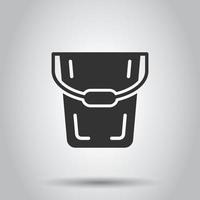 Bucket icon in flat style. Garbage pot vector illustration on white isolated background. Pail business concept.