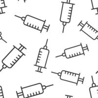 Syringe icon in flat style. Inject needle vector illustration on white isolated background. Drug dose seamless pattern business concept.
