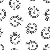 Clock icon in flat style. Watch vector illustration on white isolated background. Timer seamless pattern business concept.