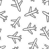 Plane icon in flat style. Airplane vector illustration on white isolated background. Flight airliner seamless pattern business concept.