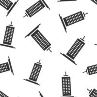 Building icon in flat style. Town skyscraper apartment vector illustration on white isolated background. City tower seamless pattern business concept.