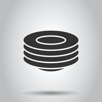 Plate icon in flat style. Dish vector illustration on white isolated background. Tableware business concept.