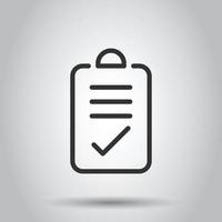 Document checkbox icon in flat style. Test vector illustration on white isolated background. Contract business concept.