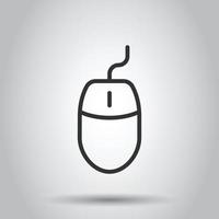 Computer mouse icon in flat style. Cursor vector illustration on white isolated background. Pointer business concept.