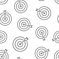 Target icon in flat style. Darts game vector illustration on white isolated background. Aim arrow seamless pattern business concept.