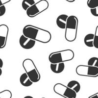 Pill capsule icon in flat style. Drugs vector illustration on white isolated background. Pharmacy seamless pattern business concept.