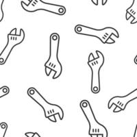 Wrench icon in flat style. Spanner key vector illustration on white isolated background. Repair equipment seamless pattern business concept.