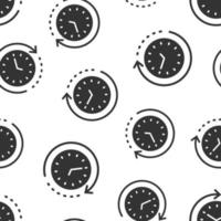 Clock icon in flat style. Watch vector illustration on white isolated background. Timer seamless pattern business concept.