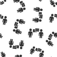 People with speech bubble icon in flat style. Chat vector illustration on white isolated background. Speaker dialog seamless pattern business concept.