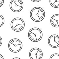 Clock icon in flat style. Watch vector illustration on white isolated background. Timer seamless pattern business concept.