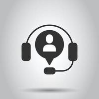 Helpdesk icon in flat style. Headphone vector illustration on white isolated background. Chat operator business concept.