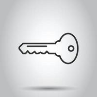 Key icon in flat style. Password vector illustration on white isolated background. Access business concept.