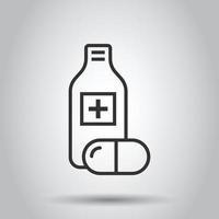 Pill bottle icon in flat style. Drugs vector illustration on white isolated background. Pharmacy business concept.