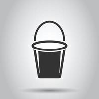 Bucket icon in flat style. Garbage pot vector illustration on white isolated background. Pail business concept.